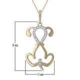 10k Yellow Gold Diamond Studded Dog Pendant Necklace 18"