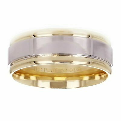 Platinum & 18k Yellow Gold 8mm Men's Wedding Band Ring Size 10.25 12.6 grams