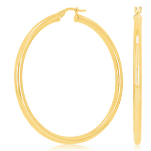 Italian 14k Yellow Gold High Polish 3mm 1.75" Diameter Round Hoop Earrings 3.9g