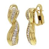 18k Yellow Gold 1.90ctw Diamond Channel Double Shell Drop Dangle Earrings