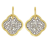 10k Yellow Gold 2.55ctw Champagne Diamond Huggie Hoop Clover Dangle Earrings