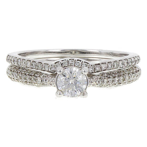 14k White Gold 0.80ctw Brilliant Diamond Matching Engagement & Wedding Ring Set