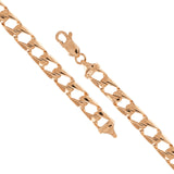 Men's 14k Rose Gold Solid Flat Cuban Link Chain Necklace 22" 6.3mm 33.8 grams