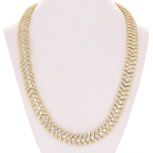 18k Yellow Gold Solid 25ctw Diamond Choker Necklace 16"