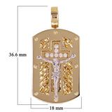 14k Yellow & White Gold 3D Crucifix Cross Pendant with Cubic Zirconia 4" 7 grams