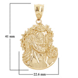 14k Yellow Gold Jesus Head Face Charm Pendant 1.6" 4.1 grams