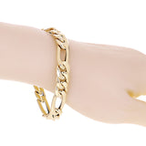 Italian 14k Yellow Gold Hollow Figaro Chain Bracelet 8" 10.8mm 10.3 grams