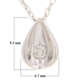 14k White Gold 0.07ctw Diamond Solitaire Floating Pear Pendant Necklace 18"