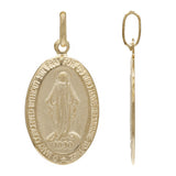 14k Yellow Gold Embossed Marian Cross Oval Medallion Pendant 2.5 grams