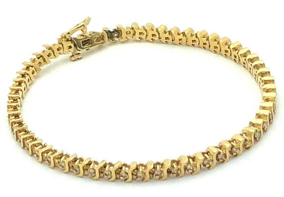14k Yellow Gold 0.33 CTW Diamond Tennis Bracelet S-Link 7