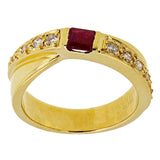 18k Yellow Gold 0.18ctw Ruby & Diamond Crossover Ring Size 5.75