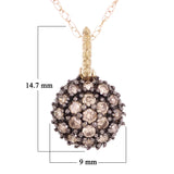 10k Yellow Gold 0.28ctw Brown Diamond Pave Dome Pendant Necklace 18"