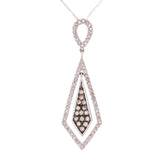 14k White Gold 0.50ctw Champagne Diamond Vintage Style Drop Pendant Necklace 18"