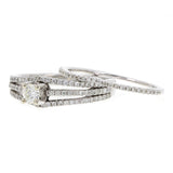 14k White Gold 0.70ctw Diamond Multi Row Matching Bridal Ring Set Size 7