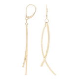 Italian 14k Yellow Gold Bright Shine Diamond Cut Infinity Dangle Earrings 2.7"