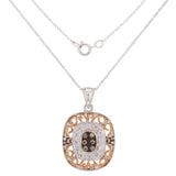 14k White & Rose Gold 0.30ctw Champagne & White Diamond Vintage Pendant Necklace