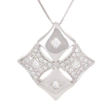 18k White Gold 0.52ctw Diamond Medeival Shield Pendant Necklace 18"