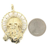 14k Yellow Gold Diamond Cut Jesus Christ Face Religious Charm Pendant 16.5 grams