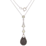 14k White Gold 0.75ctw Black & White Diamond Briolette Dangle Pendant Necklace