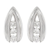 14k White Gold 0.50ctw Diamond Channel V Shaped Earrings