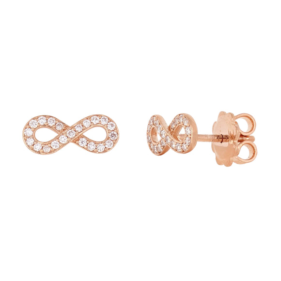 14k Rose Gold 0.30ctw Diamond Infinity Symbol Stud Earrings