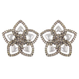 10k White Gold 0.89ctw Brown Diamond Pave Heart Flower Earrings