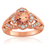 14k Rose Gold 1.55ctw Morganite & Diamond Flower Ring Size 6.75