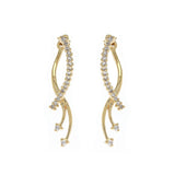 14k Yellow Gold 1/3ctw Diamond Linear Waterfall Dangle Earrings
