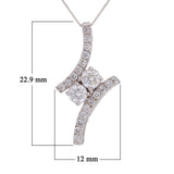 14k White Gold 0.50ctw Diamond 2-Stone Ribbon Anniversary Pendant Necklace