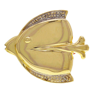 14k Yellow Gold 0.02ctw Diamond Bright Polish Blowfish Pin