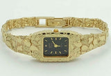 14k Yellow Gold Solid Nugget Link Bracelet Geneve Diamond Wrist Watch 6.5"-7"