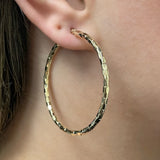 Italian 14k Yellow Gold Faceted 2.5mm 1.75" Diameter Round Hoop Earrings 3 grams