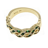 14k Yellow Gold 0.27ctw Emerald & Diamond Braided Channel Ring Size 6.5