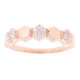 14k Rose Gold 0.16ctw Diamond Polished Polygon Stackable Band Size 7