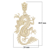 14k Yellow Gold Bright Polish Lucky Asian Chinese Curling Dragon Pendant