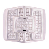 Men's 14k White Gold 2.50ctw Diamond Dimensional Square Top Ring Size 10
