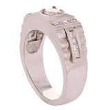 Men's 14k White Gold 0.95ctw Diamond Watch Band Style Wedding Band Size 9.75