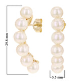 14k Yellow Gold Fresh Water Pearl Drop Curved Earrings 1.2" 4.4 grams