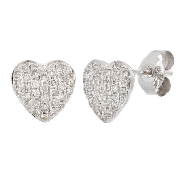 10k White Gold 0.33ctw Diamond Pave Heart Stud Earrings