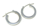 14k White Gold Hollow Round Hoop Loop Earrings 15.4mm x 15mm 0.9 gram