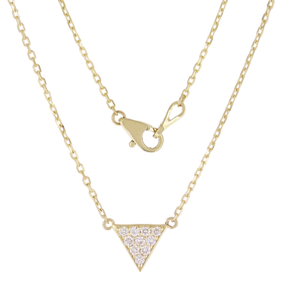 14k Yellow Gold 0.25ctw Diamond Geometric Triangle Pendant Necklace 16