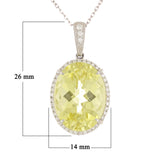 14k White Gold 0.20ctw Oval Lemon Quartz & Diamond Drop Pendant Necklace