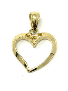 14k Yellow Gold High Polished Open Heart Classic Charm Pendant 1.4 grams
