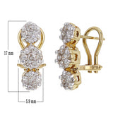 14k Yellow Gold 1ctw Diamond Triple Tier Cluster Drop Earrings