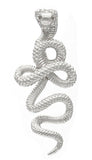 14k White Gold Detailed 3D Cobra Snake Charm Pendant 2" 14.2 grams