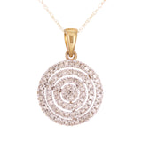 10k Yellow Gold 0.40ctw White Diamond Concentric Circle Pendant Necklace