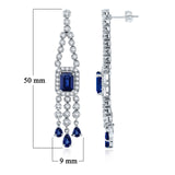 14k White Gold 1.50ctw Sapphire & Diamond Chandelier Fringe Dangle Drop Earrings