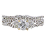 14k White Gold 1.05ctw Diamond Vintage Style 2 Piece Bridal Ring Set Size 7