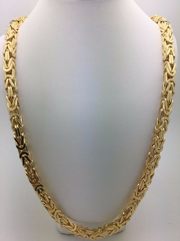 14k Yellow Gold Solid Square Byzantine Chain Necklace 26