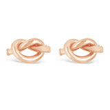 Italian 14k Rose Gold Bright Shine Dainty Pretzel Love Knot Stud Earrings